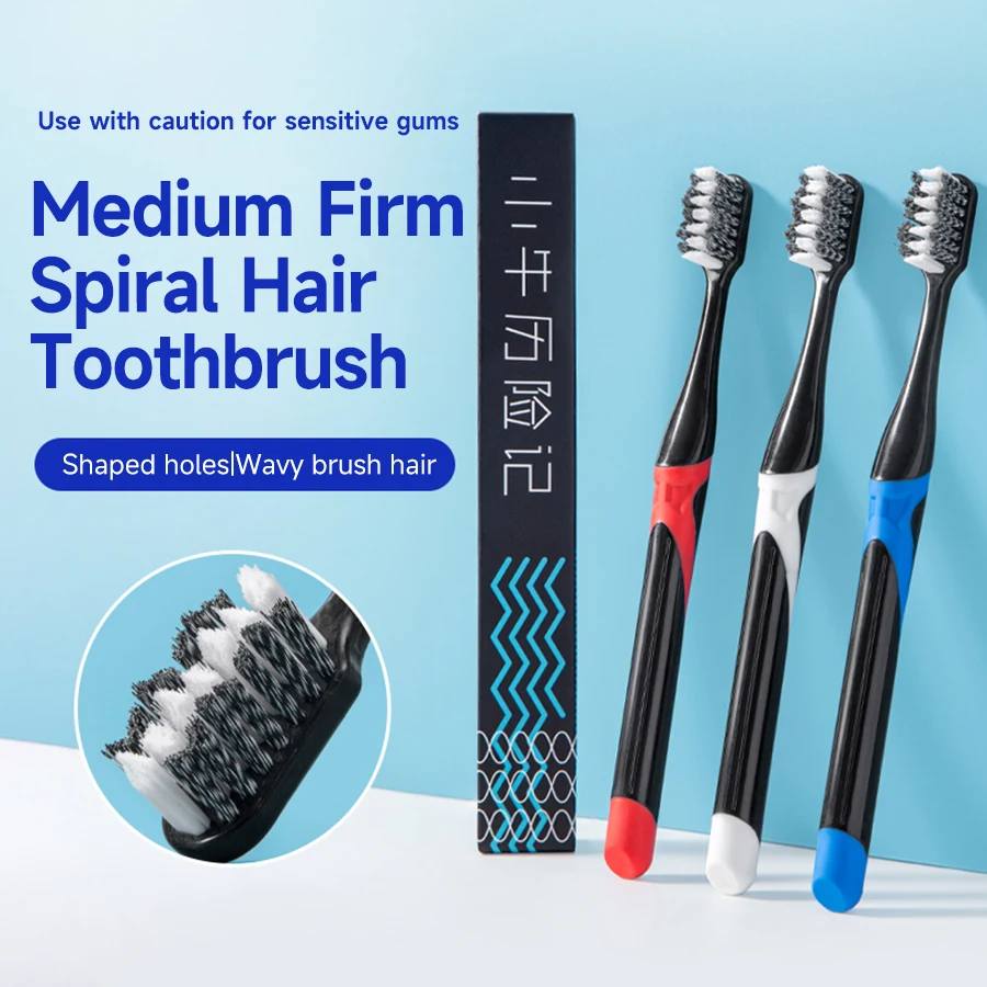 중간 뻣뻣한 칫솔, 하이 엔드 물결 모양 나선형 와이어 모양 구멍, 성인용, 높은 세척력 특징