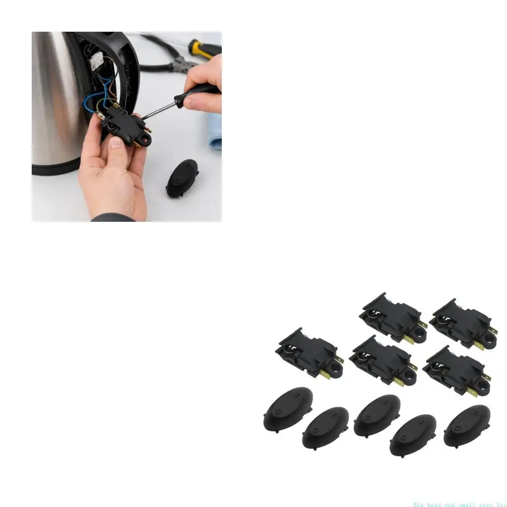 581C 16A Electric Water Boiler Control Switches Part Replacement with Black Housing Metal Contacts and Matching Cap for Service