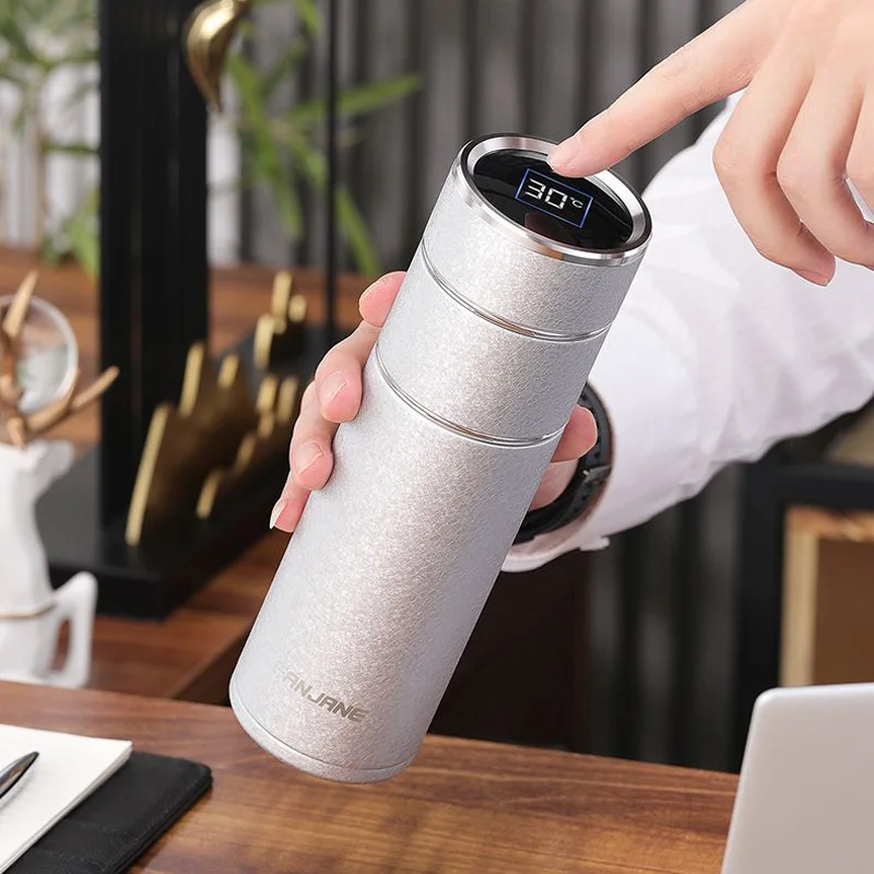 

Premium Ceramic Inner Tea Thermos Bottle Double Wall Smart Temperature Display Thermos Tea Cup Separates Tea and Water Best Gift