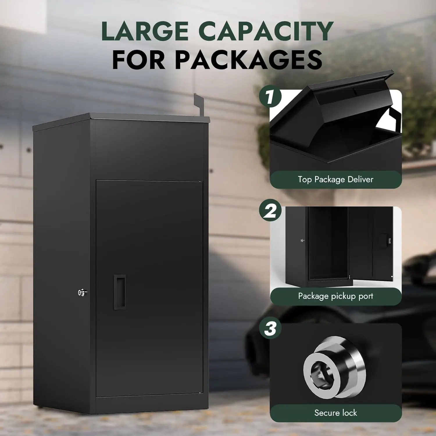 Package Delivery Boxes for Outside | Anti-Theft Parcel Box, Weatherproof Heavy-Duty Steel, Fits Multiple Packages, Easy