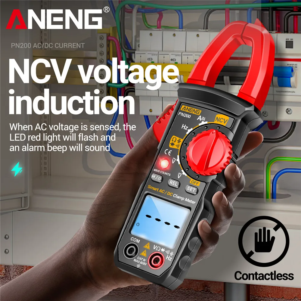 

ANENG PN200 Clamp Meter Multimeter DC/AC 600A Current 4000 Counts Digital Ammeter Voltage Tester Car Hz Capacitance NCV Ohm Test