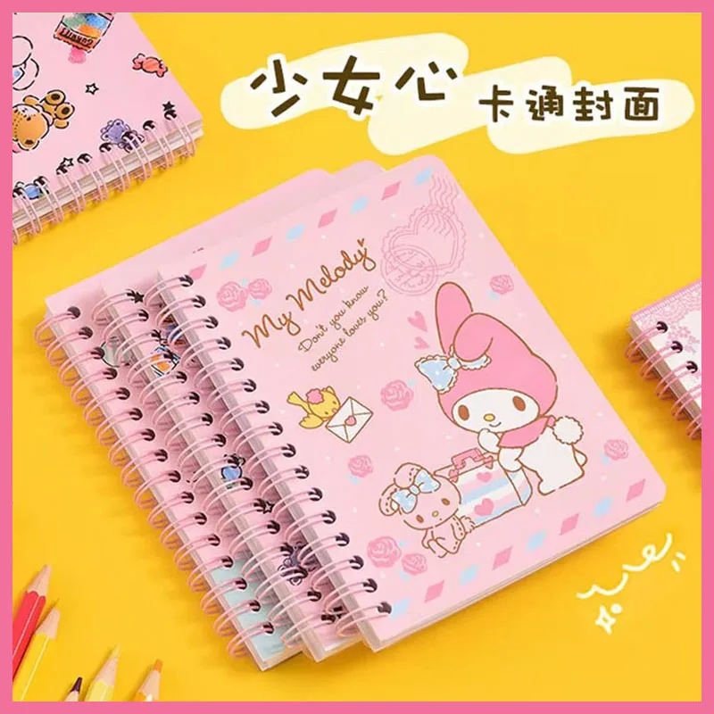 Stock Ins Style Creative Sanrio Series Cartoon Kuromi Hellokitty Coil Book Cute Girl Heart Notebook Waterproof And Oil Resistant