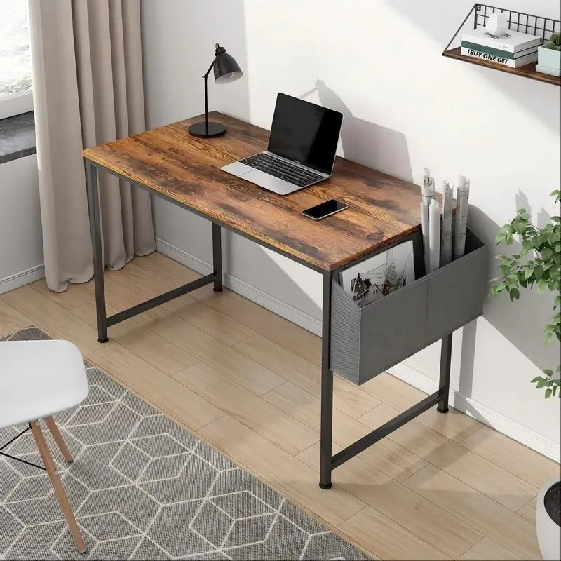 Small Space Study Bench Retro with Extra Side Storage Bag