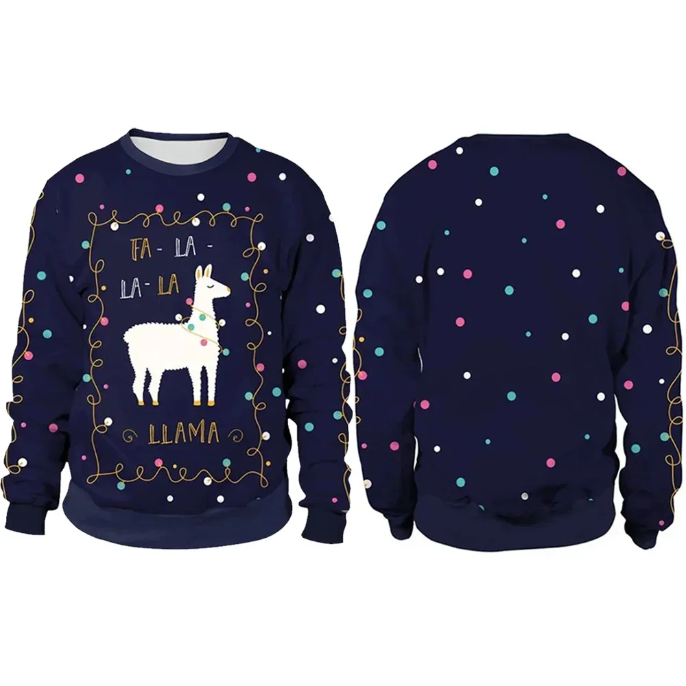 Mannen Vrouwen Lama Lelijke Kerst Sweatshirt 3D Grappige Print Oudejaarsavond Kerst Trui Koppels Trui Holiday Party Jumper Tops