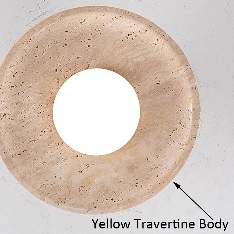 

Mid Century Yellow Travertine Wabi Sabi LED Ceiling Light Modern Cream Style For Entryway Hallway Balcony Lighting