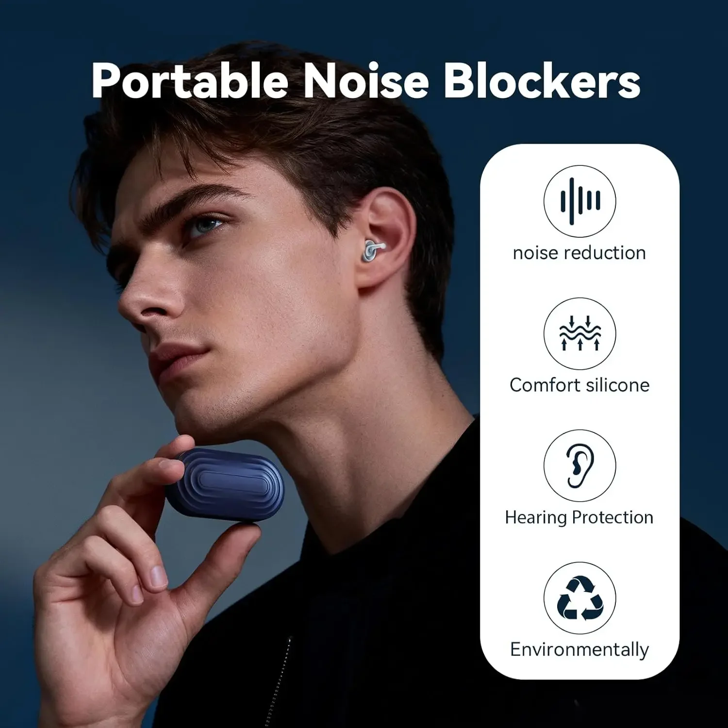 Silicone 30dB Noise Reduction Earplugs Reusable Sleep Ear Plugs Hearing Protection for Concerts And Motorcycles with 2 Sizes Cas