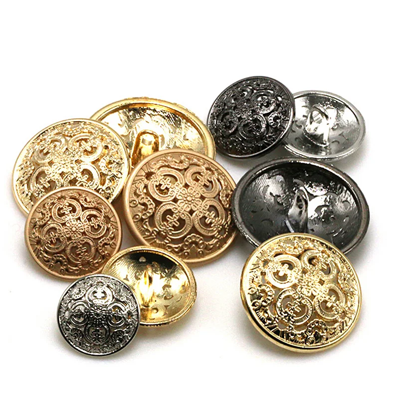 10pcs Retro Hollow Carved Golden Button Suit Coat Windbreaker Shirt Button Decorative Sewing Accessories