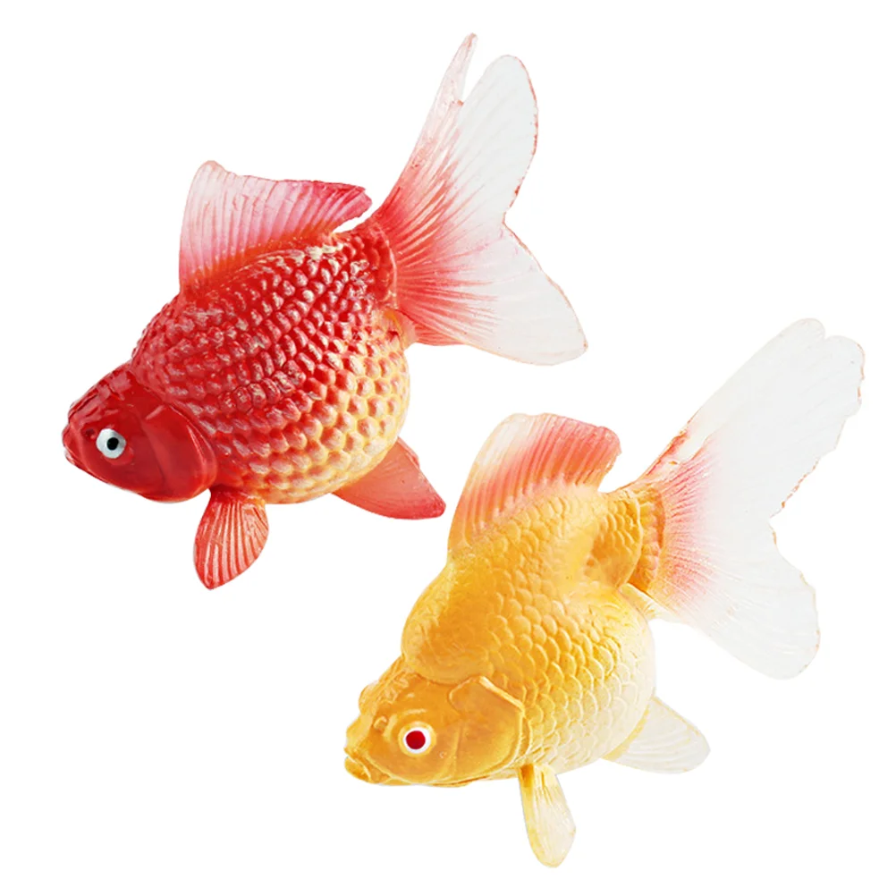 2 Pcs Cognitive Fish Toy Goldfish Crackers Individual Bags Tank Fishing Simulation Animal Figure Figurine Decoration Biscuit