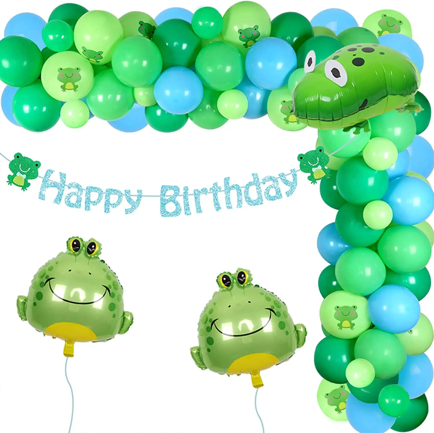 

Frog Balloon Garland Kit for Boys, Insect Themed Party Supplies, Green and Blue Decorations, Happy Birthday Banner