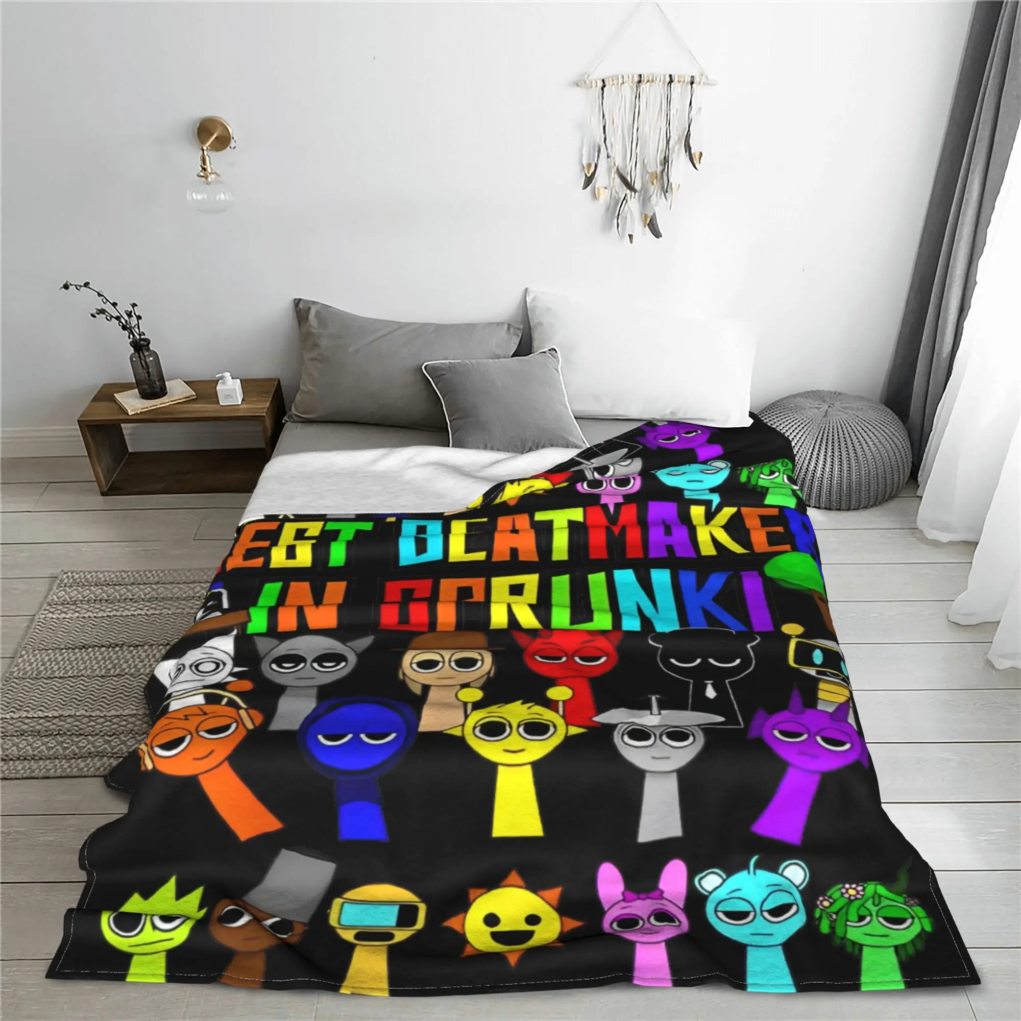 Sprunki Incredibox  Blankets Coral Fleece Plush Summer Conditioning Game Lightweight Throw Blankets for Bed Car Bedding Throws