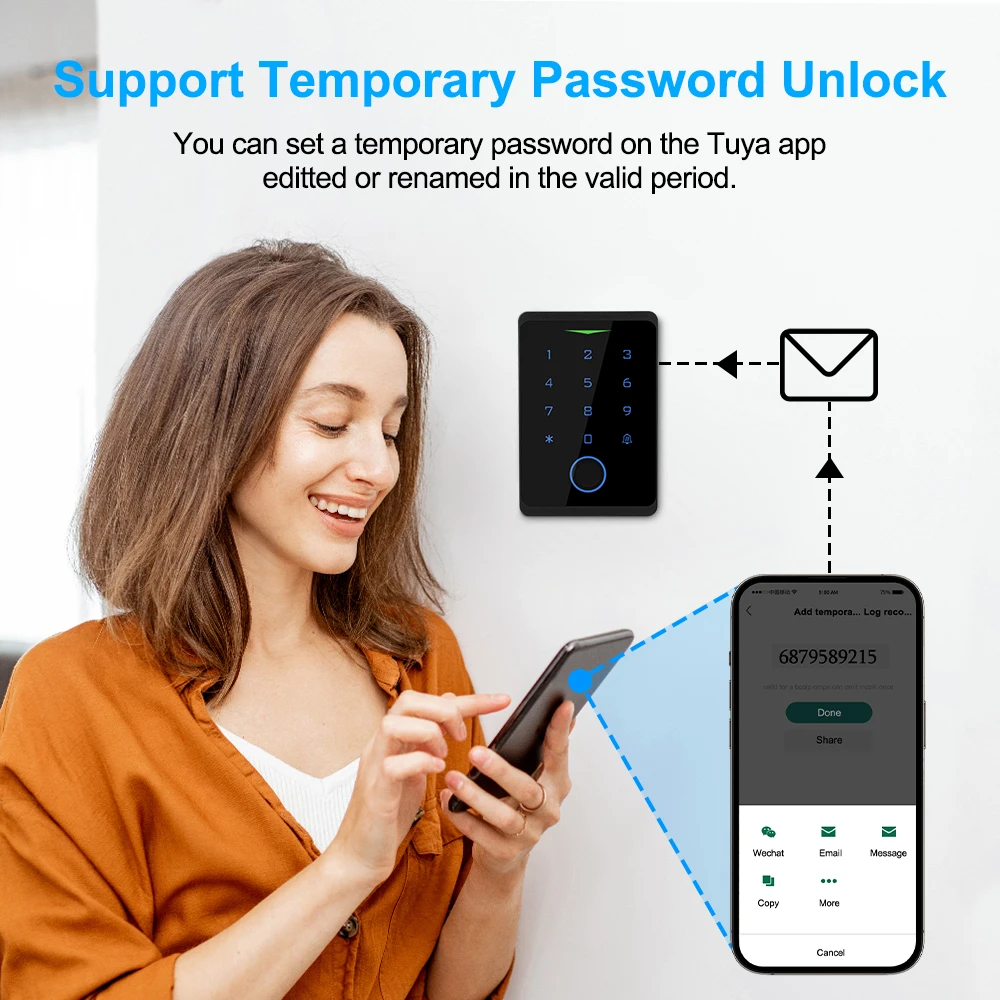 ELECTOP WiFi Tuya Fingerprint Access Controller RFID Keyboard Touch Keypad System Outdoor Waterproof Smart APP Remote Door Opene