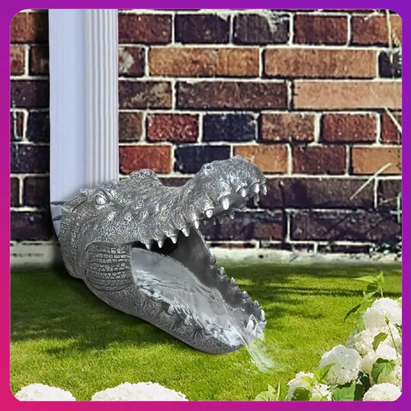 

Outdoor Downspout Pipe Extension Decoration Crocodile Statues Gutter Guardian Rain Downspout Extension Statues Garden Decoration