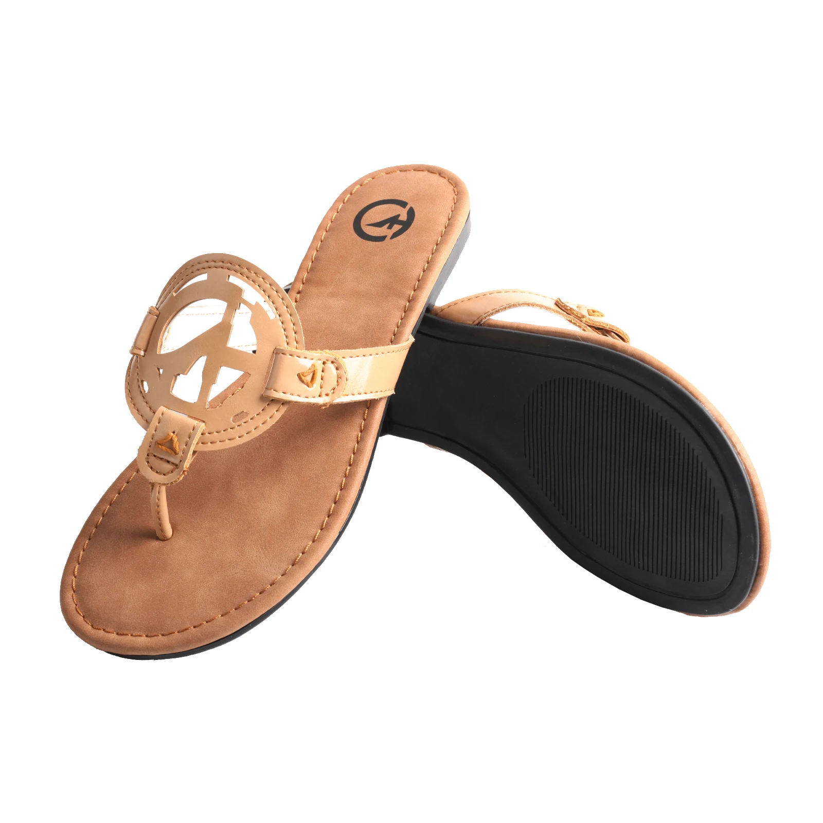 Modische Sommer-Damen sandalen, rutsch feste Fischgräten pantoffeln aus echtem Leder, bequem für den Außenbereich – Detail 3