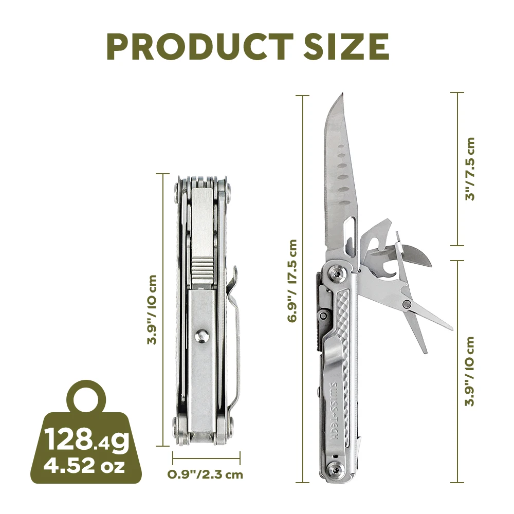 Imagem -03 - Swiss Tech-multitool Portátil Canivete com Chave de Fenda Facas Dobráveis Sobrevivência ao ar Livre Pesca Camping Suprimentos 11 em Edc