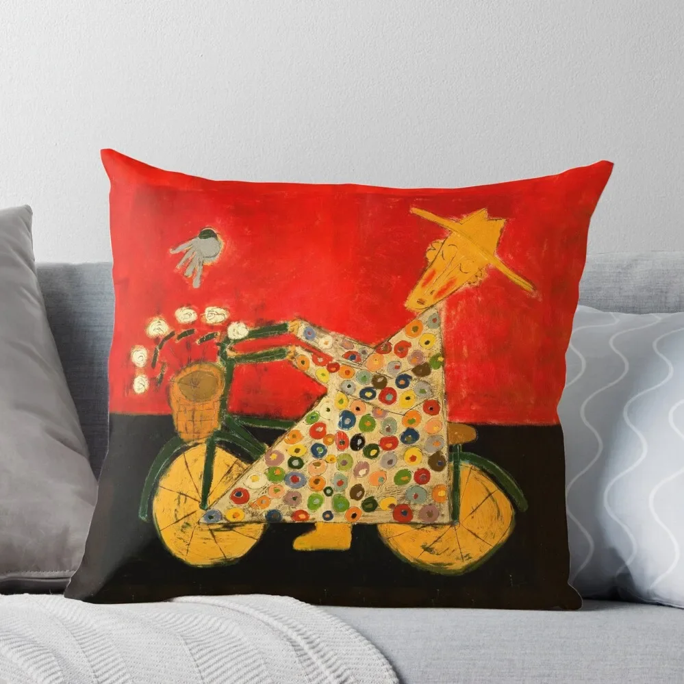 

Bicycle Monk and Bluebird Throw Pillow Pillow Covers Decorative Cushions Cover