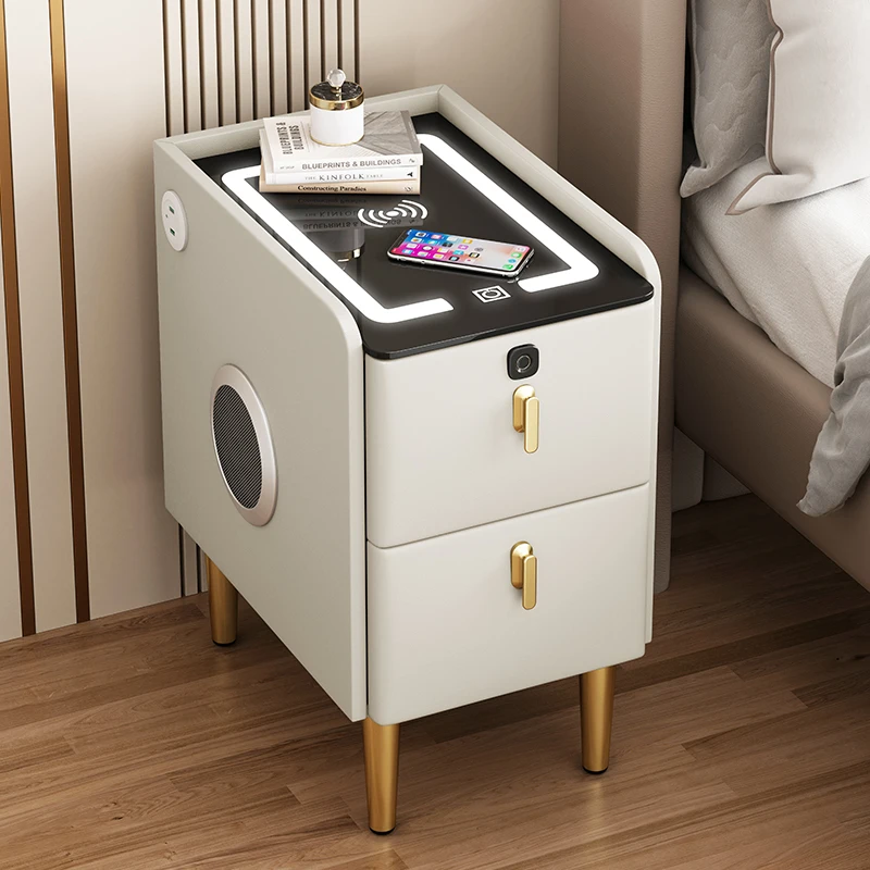 Spring Qiushi Smart Wireless Charging Bedside Table Simple Modern Multifunctional Advanced Storage Bedside Cabinet Mini