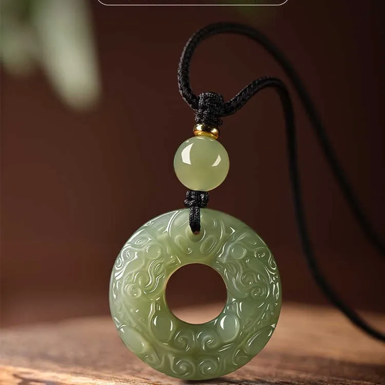 Hetian jade pendant for men and women, Pixiu safety buckle jade pendant, blue jade pendant.
