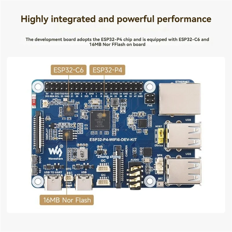 Waveshare ESP32-P4/C6 Dual-Core RISC-V ESP32-P4 Development Board With Speaker Wi-Fi 6/BT5 Support For Xiaozhi AI Deepseek-N33R