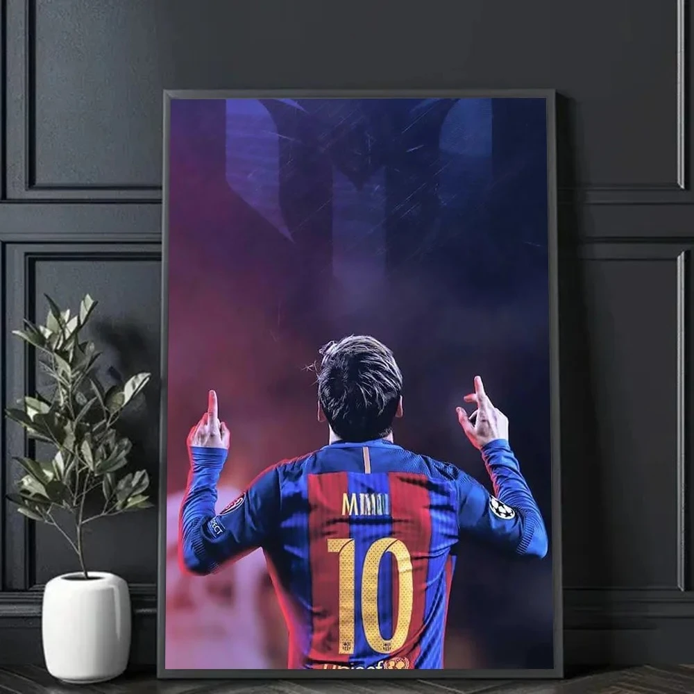 Football player M-Messi Poster Frameless Personalized Wall Art Poster Photos for Living Room Home Decor Self-adhesive backing