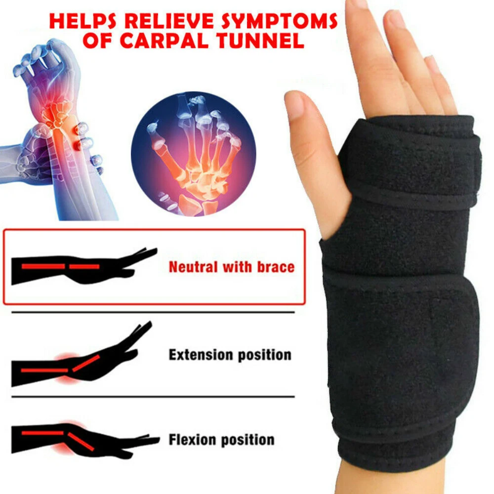 Muñequera de túnel carpiano con férula de Metal para hombres y mujeres, soporte de muñeca ajustable, estabilizador para tendinitis de mano, artritis