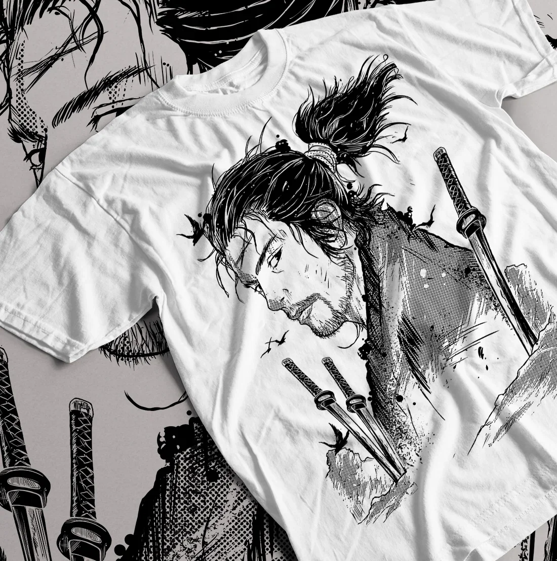 Vagabond T-Shirt Musashi Miyamoto Matahachi Honiden Anime Manga Shirt All Size