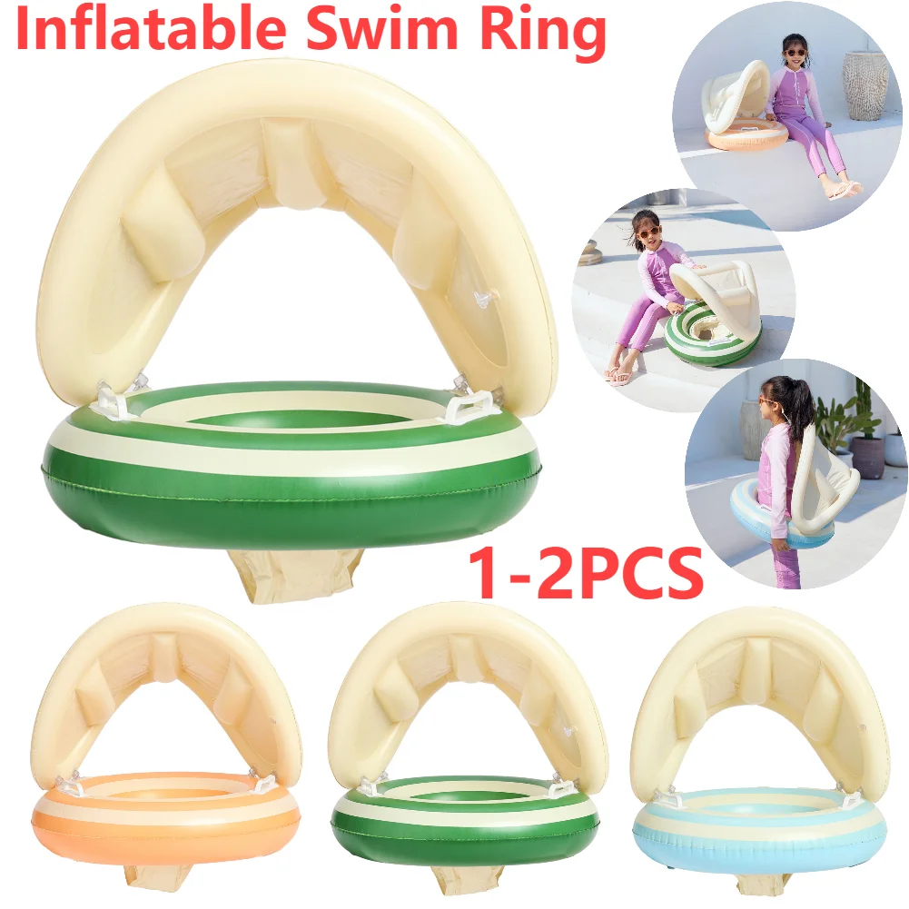 1/2PC Anello da nuoto per bambini Anello da nuoto gonfiabile con parasole staccabile A tenuta stagna Spiaggia per bambini Piscina Galleggiante per la festa in piscina estiva