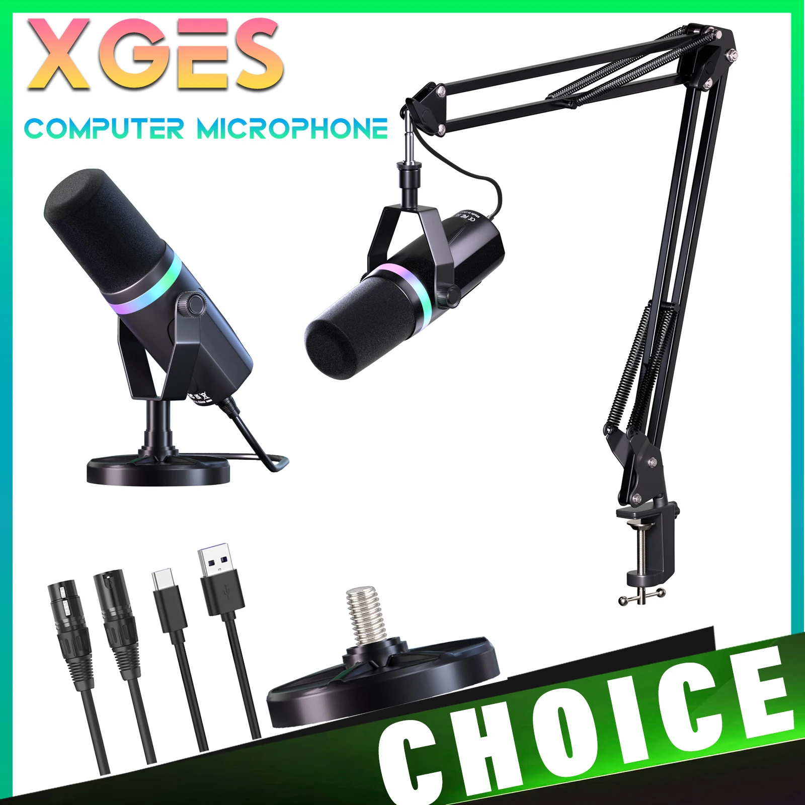 

USB/XLR Dynamic Microphone With Built-in Headset Output & Sound Insulation,For Podcasts,Games, Live Broadcast