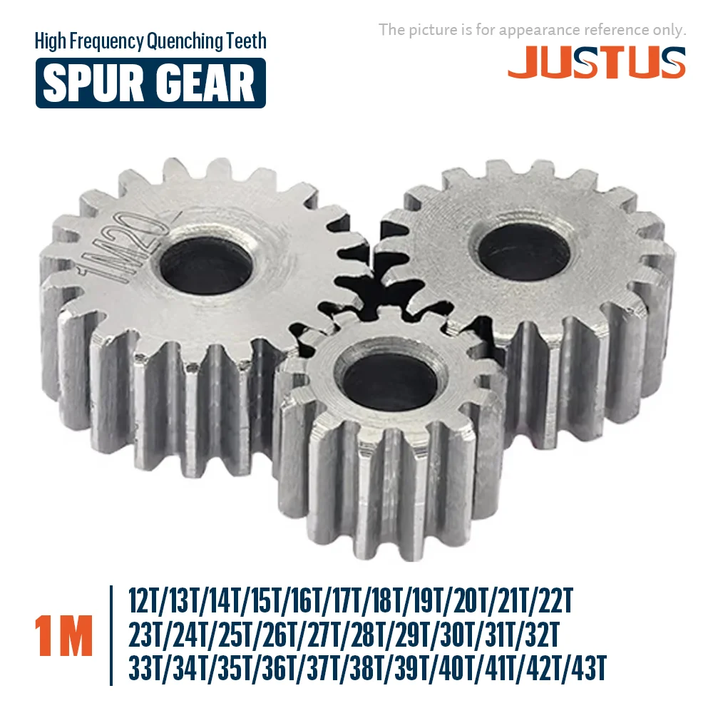 

1M Spur Gear 12T/13T/14T/15T/16T/17T/18T - 42T/43 Teeth SC45# Carbon Steel Material Cylindrical Gear Transmission Accessories