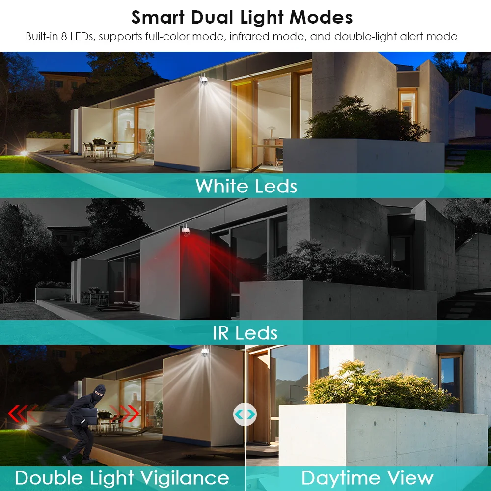 كاميرا 4K 8MP PTZ WiFi 8X تكبير رقمي AI كشف الشخص/الحيوان/المركبة كاميرات مراقبة CCTV خارجية 4MP كاميرا IP أمنية #5