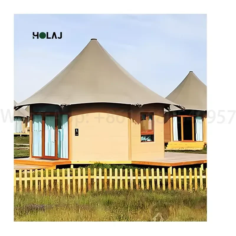 Professional Grade Single Peak Resort Project Glamping Tents Modern Design All Season Outdoor PVC Waterproof Durable Material