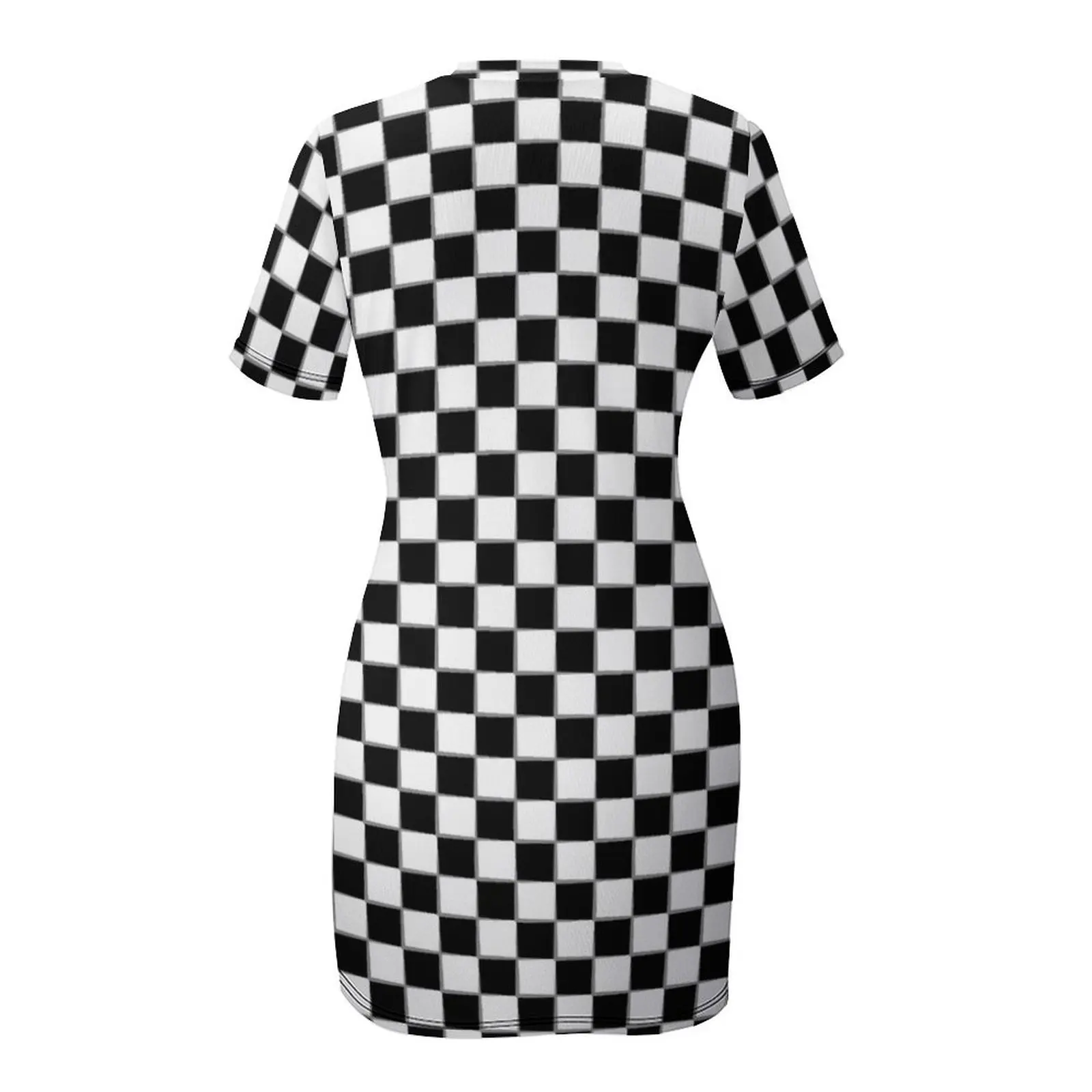 Fórmula 1 bandeira xadrez vestido de manga curta vestido feminino verão coquetel de vestidos