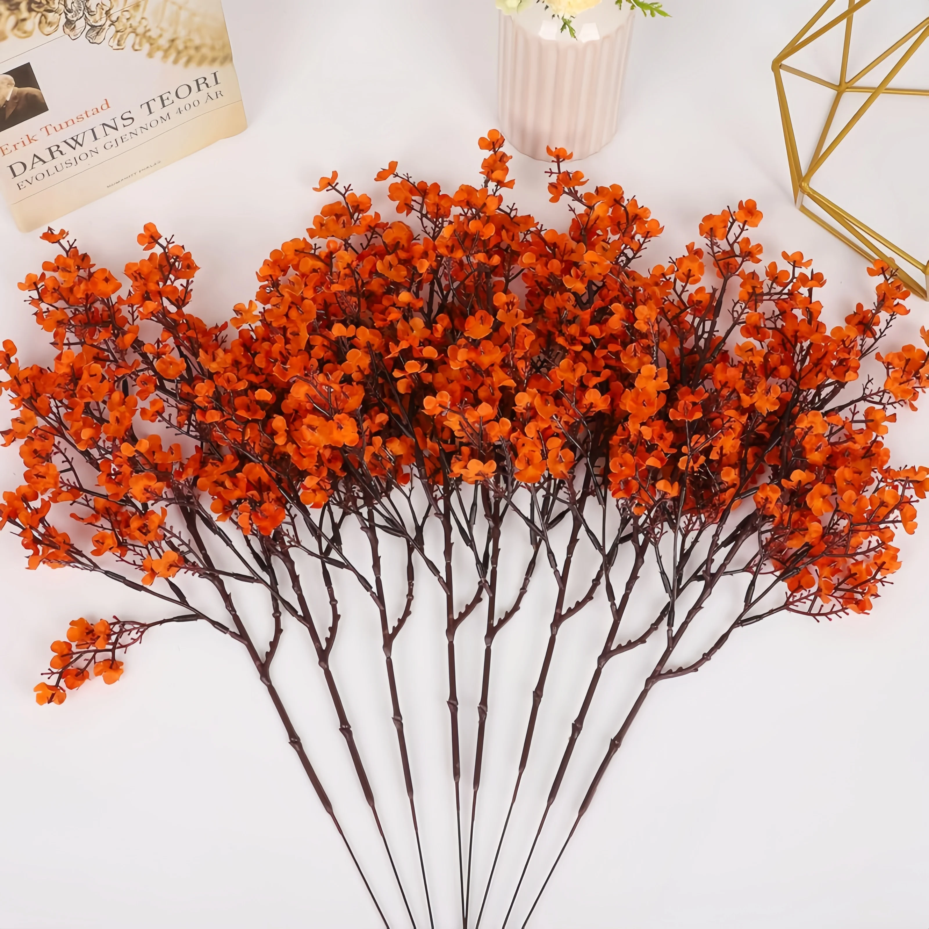 3/6 Stück 19 Zoll Atmungsaktive Künstliche Schleierkrautblumen, Seidenpflanzen für Herbst- und Halloween-Dekoration, Perfekte Saisonale Heimdekoration