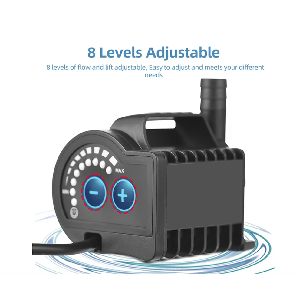 مضخة مياه غاطسة عالية الجودة 5 فولت 0-600 لتر/ساعة مضخة نافورة صغيرة 8 مستويات قابلة للتعديل مع شحن USB رفع 0-7.2 قدم لحمام السباحة