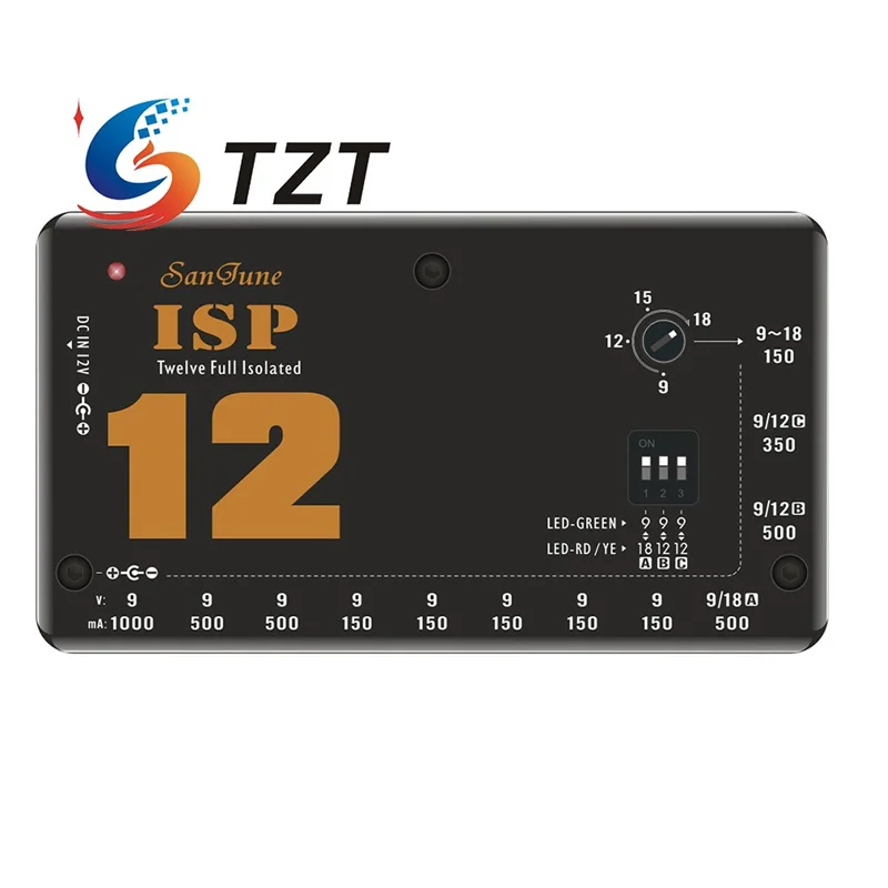 TZT ISP15 15-Channel/ISP12 12-Channel Fully Isolated Guitar Pedal Power Supply Isolated Power Supply for Stomp Box