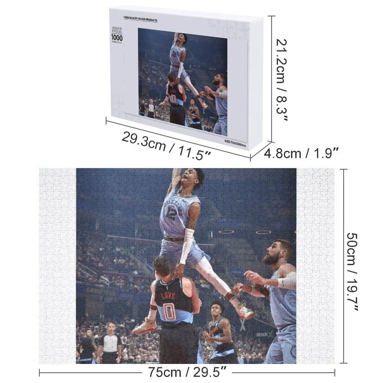 バスケットボールの試合のポスターのクレイジーダンク ジグソーパズル カスタム名 子供のおもちゃ 大人用カスタムウッドパズル