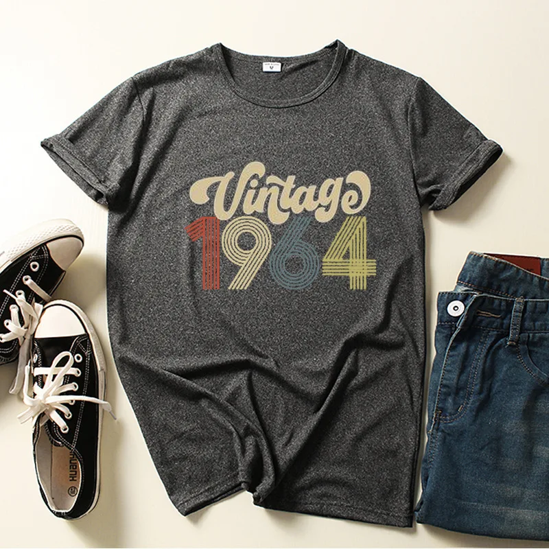 Vintage 1964 Letter Print Women T Shirt Short Sleeve O Neck Loose Women Tshirt Ladies Tee Shirt Tops Clothes Camisetas Mujer