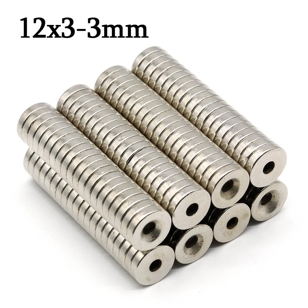 

12x3-3mm Super Strong Round Neodymium Magnet Powerful with holes Magnets N35 small Permanent Magnetic NdfeB Refrigerator Magnet