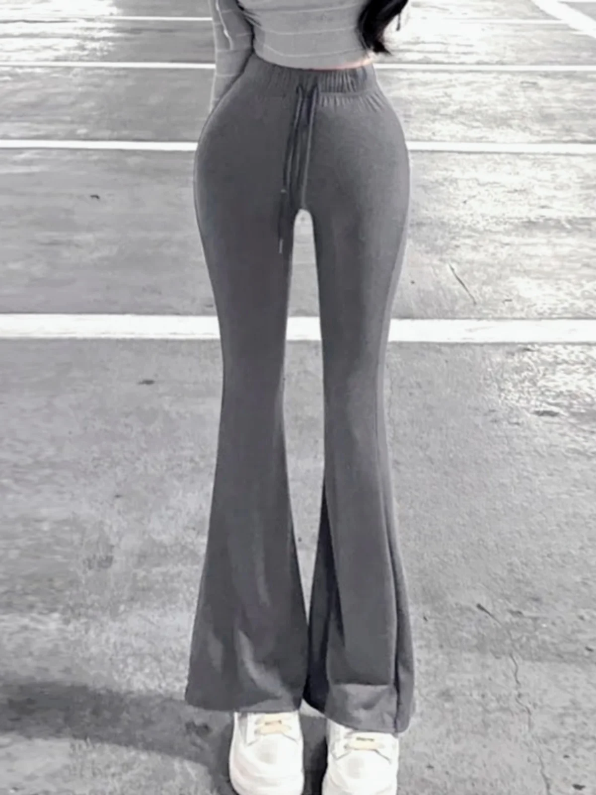 

Летние тонкие брюки East Gate 2024 с высокой талией, расклешенные, повседневные, спортивные, универсальные, женские брюки с высокой талией