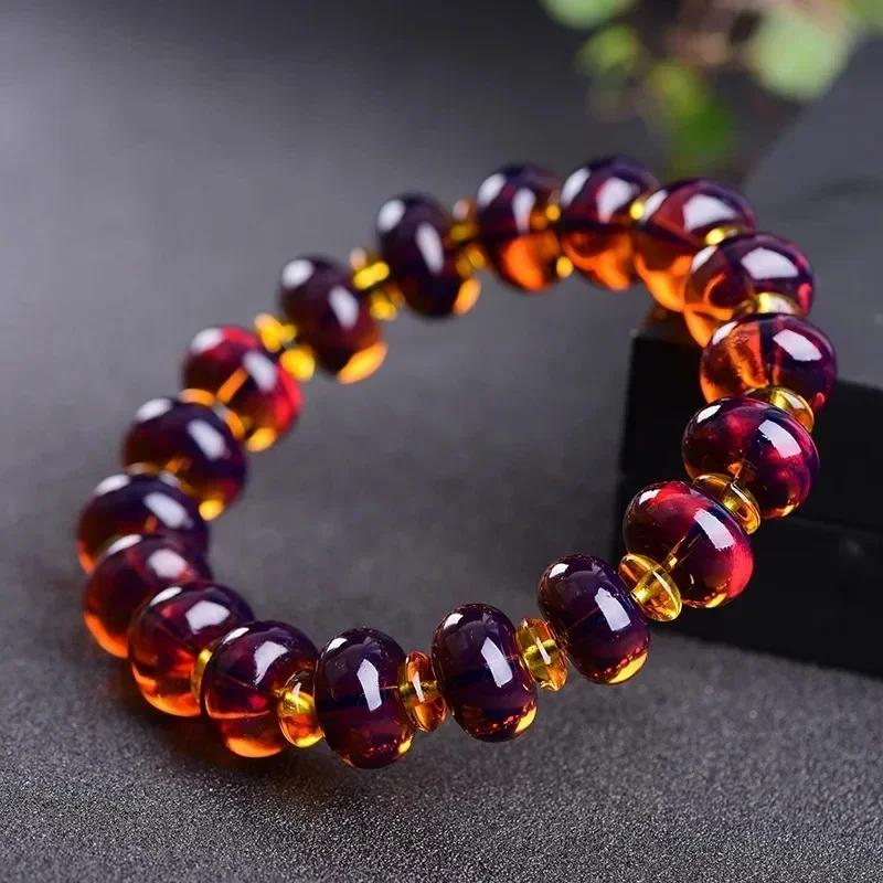 Violet Amber Beeswax Bracelet Original Stone Amber Beads for Bracelets Colar Masculino Pulseras Mujer Vintage Beeswax Jewelry
