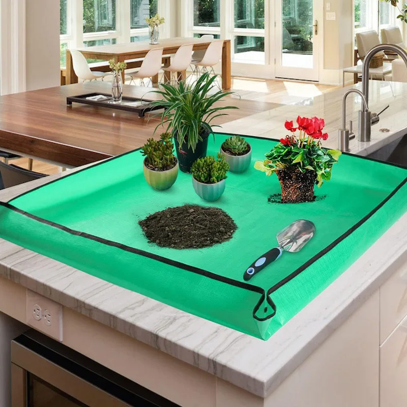 

2Pcs Home Gardening Floor Mat Green Plant Soil Replacement Waterproof Mat Transplant Flower Pot Pallet Folding Soil Change Mat