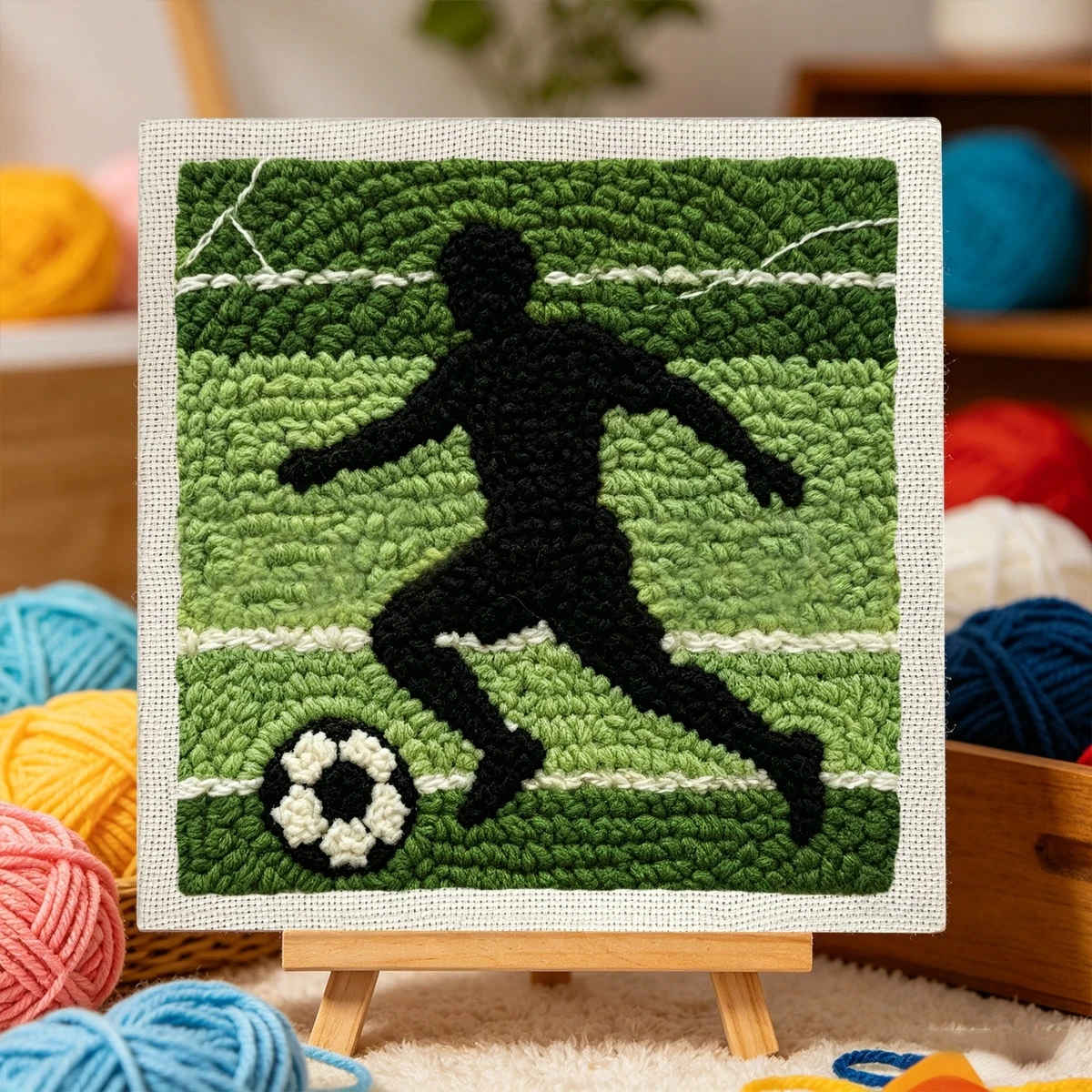 1 Set Fußballspieler DIY-Stickerei-Set für Anfänger, Stick-Starter-Kit, Kreuzstich-Kunstgeschenk, Handarbeits-Bastelset – Detail 2