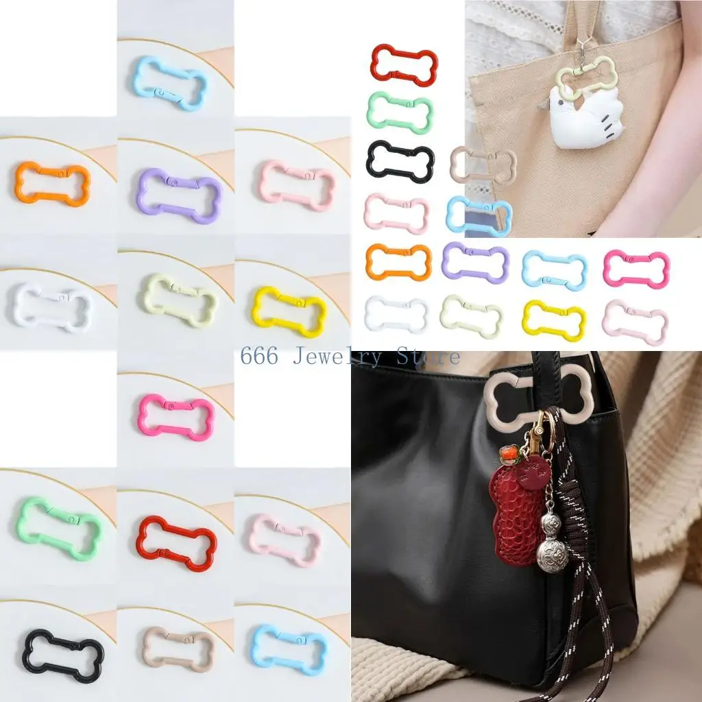 F2TD Artistic Zinc Alloy Bone Charm Keychain Spring Hook For Crafts And Pets