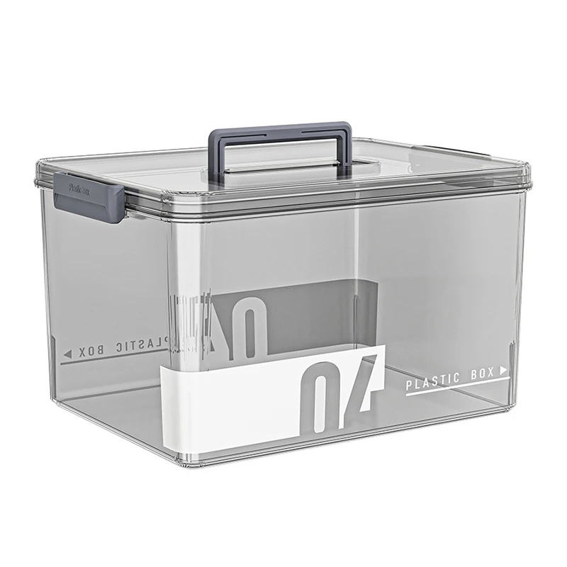 Transparent Storage Box With Handle Large Capacity Snack Toy Book Organizer Household Medicine Storage Box Storage Container