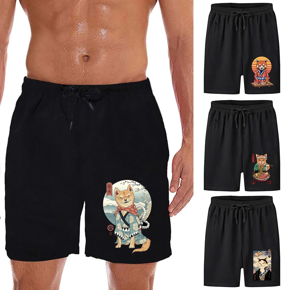 Summer New Drawstring Shorts Men Casual Jogger Sweathshorts Workout Gym High Quality Shorts Male  Fashion Printed Short