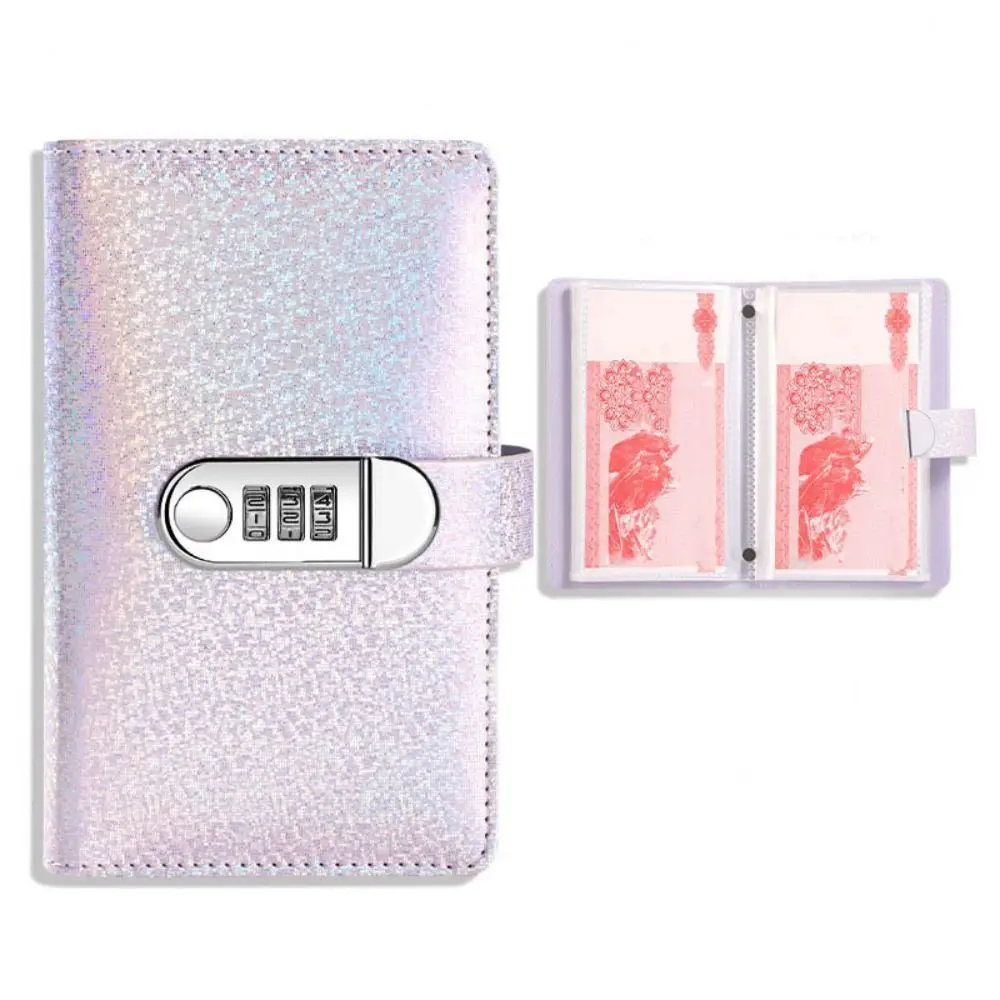 50Sheets Saving Money Binder Bright Crystal PU Leather Planner Organizer Refillable Cash Envelopes Budget Binder with Lock