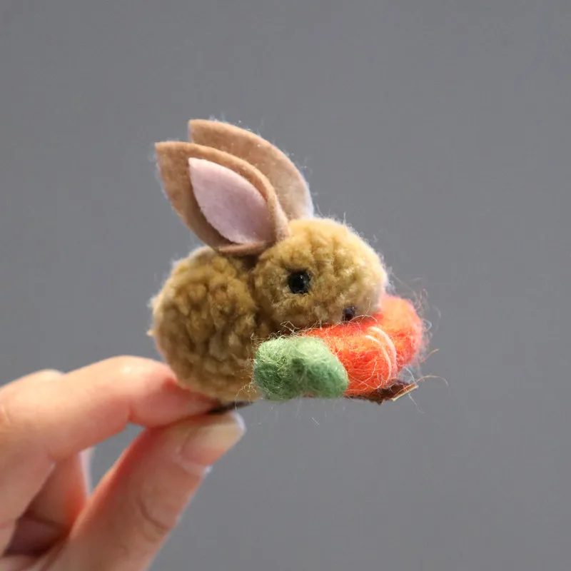 1Pc Fashion Cute Animals Rabbit Hair Clips For Kids Girls Handmade Plush Rabbit Hair Accessories