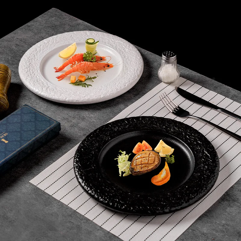 

Creative Irregular Textured Ceramic Plate European White Porcelain Western Plate Steak Cold Dish Plate Restaurant Tableware
