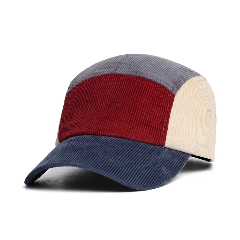 KCZAKA Brand Corduroy Baseball Caps Autumn Winter Warm Soft Top Baseball Hats Colorblock Patchwork gorras para caballero