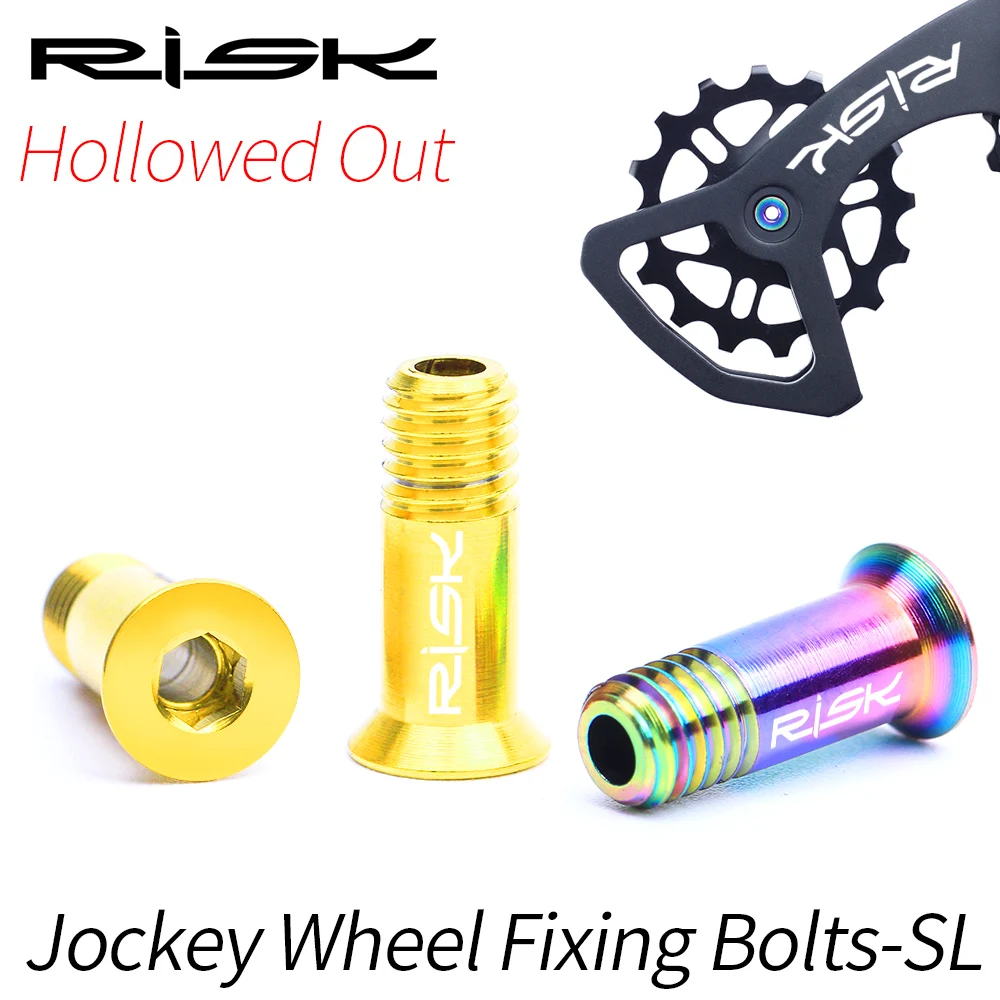 RISK M5x14.2mm Titanium Alloy Bicycle Rear Derailleur Pulley Jockey Wheel Guide Bolts Derailleur Fixing Screws for MTB Road Bike