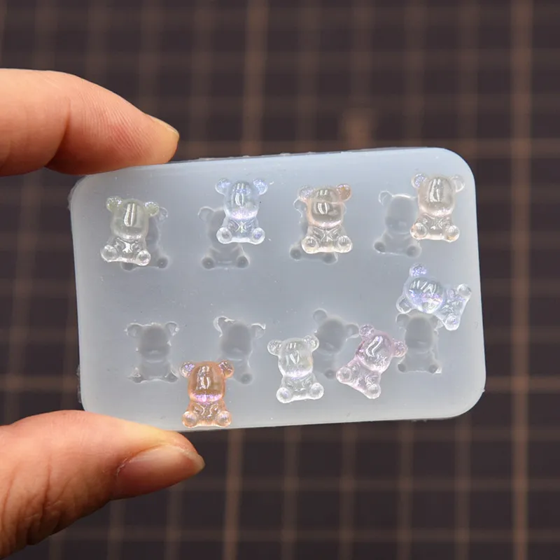 

Mini Cute Bear Silicone Mold Pottery Resin Gule Clay Bear DIY molds Mini Cake Decoration Tools